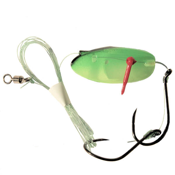 Krippled Anchovy Barbless Tandem, #250-Black/Green on Glow