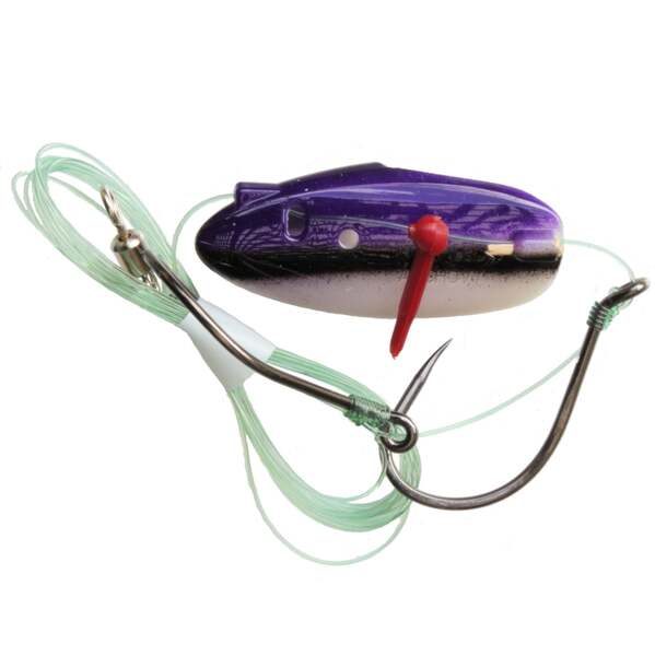 Krippled Anchovy Barbless Tandem, #630-Purple Black on Glow