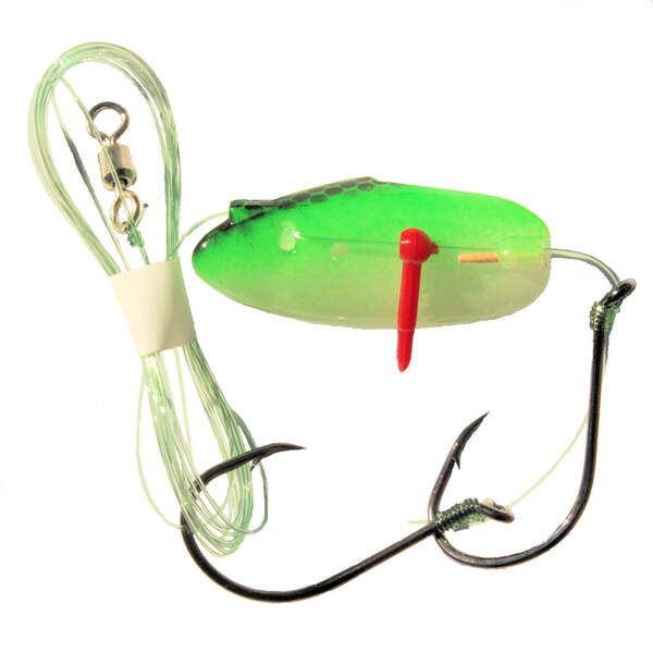 Krippled Anchovy Barbed Tandem, #632- Green with Black Scale on Glow