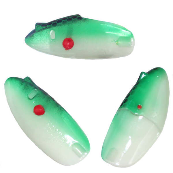 Krippled Anchovy Unrigged 3-pack, #632-Green/Black Scale on Glow