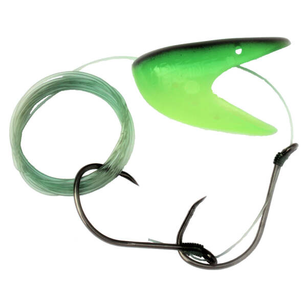 Krippled Herring #1 Barbless Tandem, #250- Green and Black on Chartreuse Glow