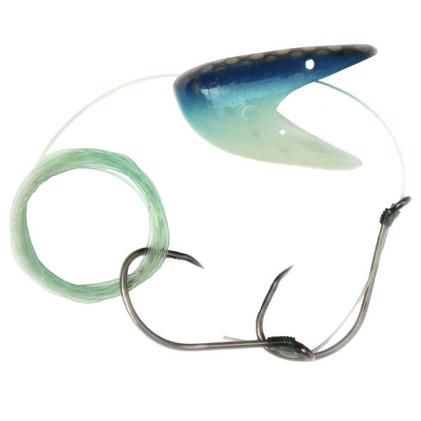 Krippled Herring #1 Barbless Tandem, #605- Dark Blue Scale on Glow